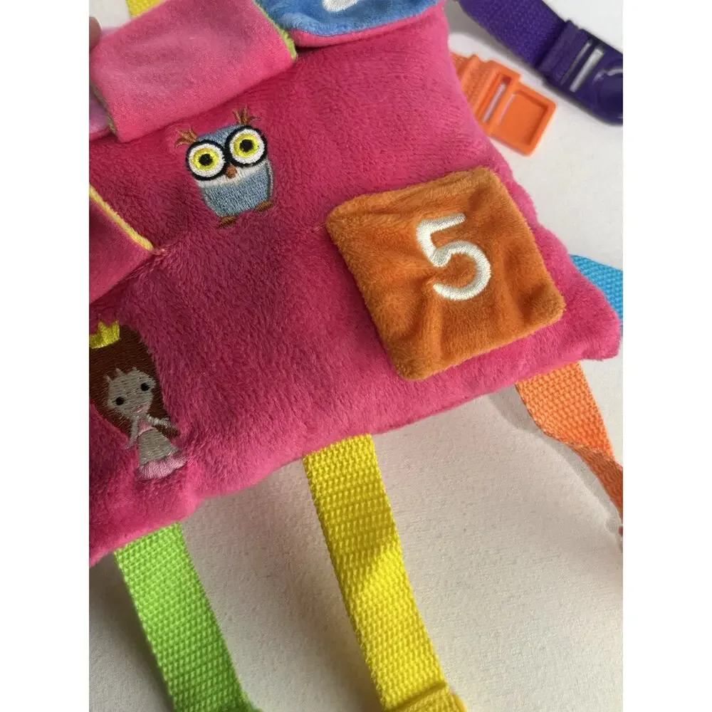 Buckle Toys Bella Sensory Activity Plush Buckle Pillow Learning Travel Toy